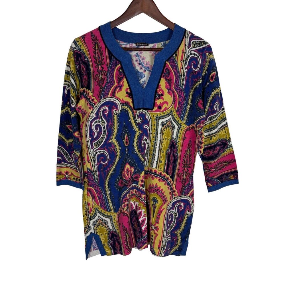 J. McLaughlin Purple Blue Knit Top Women's Medium